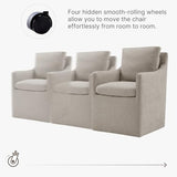 Upholstered Dining Chairs with Casters, No Assembly Modern Accent Armchair with Rollers for Dining Room, 4 Box
