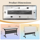 Modern Conference Table, Folding Conference Room Table with Rolling Wheels, Stackable Flip Top Mobile Training Table Modular Seminar Meeting Tables for Office,Conference Room,Classroom (6, W, 55in)