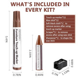 NEW Upgraded Furniture Repair Kit Wood Markers-Set of 24-Markers and Wax Sticks with Sharpener and black cloth Kit, Restore Nail Holes on Wood Furniture, Wood Marker Pens for Scratches, Molding Repair