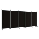 Black 5-Panel Room Divider 170.5x70.9 Inches Fabric Screen