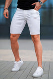 GINGTTO Mens Jean Shorts White Skinny Stretch Denim Shorts for Men Ripped 34