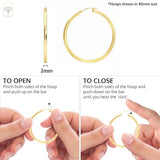 Solid 14K Gold Square-Tubed Round Hoop Earrings for Women