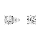 MSBLUE®White 2 Ct. DEW Round Brilliant 4-Prong Solitaire Stud Earrings | Alternative | D Color VVS1 Clarity | Hypoallergenic, For Anniversary, Gift, Women