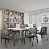 Mesh Back Stacking Guest Chairs,Stackable Waiting Room Arm Chair with Fabric Upholstered for Office