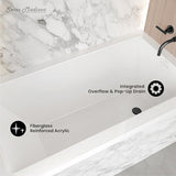 Swiss Madison Voltaire 54 x 30 Right Drain Soaking Alcove Bathtub in Glossy White with Integrated Overflow, Drain Included