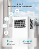 EUHOMY Portable Air Conditioners 12,000 BTU, 5-in-1 Portable AC Unit Up to 550 Sq.Ft. for Bedroom with Cool, Heat, Fan, Dehumidifier, Sleep, AC Units with LED Remote & 24H Timer, Installation Kits