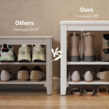 AQIMUELE Wood Shoe Rack Bench for Entryway, 2 Tier Shoe Rack for Front Door Entrance, Shoe Bench with Shoe Storage for Entryway, Bedroom, 23.6"