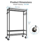 VIPEK R3C Rolling Clothes Rack with Cover Portable Closet for Hanging Clothes, Heavy Duty Garment Rack Clothing Racks with Grey Upgraded Polyester Cover