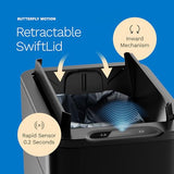hOmeLabs - 13 Gallon Kitchen Trash Can - Retractable Automatic Sensor Butterfly Lid, Space-Saving Design - Matte Black