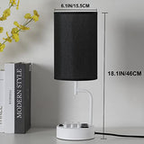 Dreamholder Table Lamp with 3 USB Charging Ports, Modern Desk Lamp with AC Outlet and Phone Stands, Perfect Bedside Lamp for Bedroom, Living Room, Office (Pack of 2), White&Black