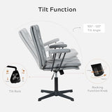 EYYTHUNG Home Desk Chair No Wheels with Arms Crossleg Stationary