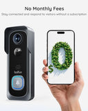 Video Doorbell Camera Wireless – No Subscription Required, 2K HD, 166° Wide View, HDR Night Vision