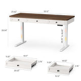 Standing Desk with 3 Drawers, 55 x 24 Inch Electric Height Adjustable Desk with Storage & Outlets