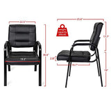 JupiterForce Waiting Room Chairs, Leather Office Reception Guest Chair No Wheels with Padded Arms Rest , Black
