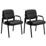 Sweetcrispy Office Reception Guest Chair No Wheels Set of 2, Leather Stationary Waiting Room Chairs