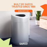 Safco Open Top Trash Can, 30 Gallon Stainless Steel Modern Garbage Can