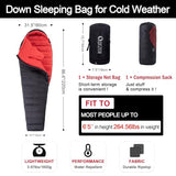 QEZER Ultralight Down Sleeping Bag for Adults with 600 Fill Power, Compact All Seasons Sleeping Bag for Backpacking, Hiking and Camping