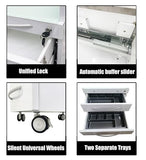 5 Drawer Mobile Dental File Storage Cabinet Stainless Steel White Medical Assistant's