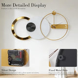 AMAATE Modern Luxury Geometric Wall Clock, Large 3D Gold Metal Ring Abstract Art, Silent Non-Ticking, for Living Room Bedroom Office Decor, 17.7"x33.26"