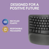 Logitech Wave Keys Wireless Ergonomic Keyboard with Cushioned Palm Rest, Comfortable Natural Typing