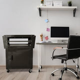 AV Cart with Locking Cabinet and Keyboard Tray Height Adjustable Utility Cart with Extra Storage,  300 Lbs(Black/43”x18”x43”)