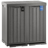 EAST OAK 62 Gallon Outdoor Trash Can | Waterproof Resin Garbage Can with Recycle and Garbage Labels | Gray