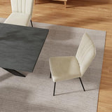 ZckyCine Dining Table Set for 6, Modern 78'' Dark Wood Dining Table