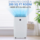 Portable Air Conditioners, 14000 BTU Air Conditioner for 750 Sq. Ft, Dehumidifying & Fan, Quiet Operation and Easy Mobility, Remote Control for Home & Office