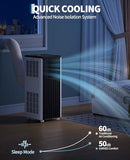 Garvee 8000 BTU Portable Air Conditioner, 3-in-1 Cooling, Dehumidifier & Fan for Rooms Up to 350 Sq. Ft. | Sleep Mode | Energy-Saving 24-Hr Timer | AC Unit w/Remote & Full Window Kit, Black Top, 115V