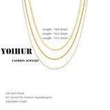 YOIHUR Gold Layered Necklaces for Women, 14K Gold Plated Dainty Necklace Chain Choker Necklaces Herringbone Necklace Set Gold Jewelry Gift for Women