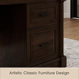 Large Executive Desk with Roman Column Design, for Boss Office Home Office 3 Drawers incl. File Drawer