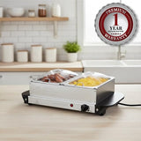 OVENTE Electric Buffet Server & Food Warmer with Two 1.5 Qt Stainless Steel Chafing Dishes, Adjustable Temperature Control – Warming Tray for Parties, Dinners & Events, Silver FW152S
