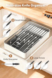 MAD SHARK 2-in-1 Detachable Knife Block & Silverware Organizer, Drawer Knife Holder for 10 Knives, BPA-Free, Blade-Safe Slots, No Knives