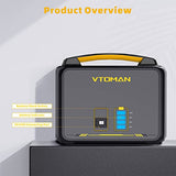 VTOMAN Jump600X 600W Portable Power Station with 640Wh Extra Battery, 939Wh Solar Generator LiFePO4 Battery, Peak 1200W AC Outlet, PD 60W USB-C, 3x12V/10A DC for Outdoor Camping, Off-grid, Home Backup