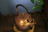 Kuiwisen Handmade Large Hammer Copper Pot Kettle Stovetop Teapot 1.5mm Thick Pure Red Copper Handmade, 1700 ml - 2.42bl