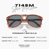 Persol STEVE MCQUEEN FOLDING PO0714SM Aviator Shape Sunglasses With Official Eyewear Kit