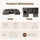 Modular Boneless U-Shaped Couches for Living Room with Side Pockets