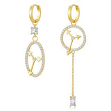 YOIHUR Glod Hoop Earrings with Asymmetric Cubic Zircon Drop, 14k Gold Plated Earrings Hypoallergenic Jewelry Valentine's Day Gifts, Unique Clocks Snakes Long Dangle Earring for Women