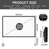 Projector Screen with Stand 80 inch Portable Projection Screen 16:9 4K HD Projections Movies Screen SKERELL