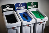 Rubbermaid Commercial Products SLIM JIM Recycling Station 3-Stream Landfill/Mixed Recycling/Compost Bin/Can/Kit/Station, 23 Gal