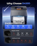Phomemo Shipping Label Printer with Touchable Screen, 4x6 Bluetooth Thermal Label Printer with Built-in Label Holder, D420D Thermal Printers