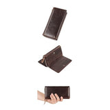 Genuine Leather Wallet Man Large Capacity Functional Handbag Oil Wax Bag Purse Pocketbook Billfold Moneybag
