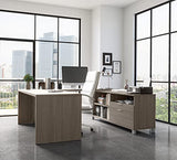 Bestar Pro-Linea 72W U-Shaped Executive Desk in Bark Grey