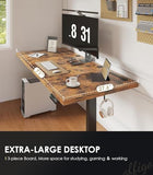 Height Adjustable Desk with Power Outlet & 1.38" Thick 3-Piece Desktop, Sit Stand Computer Desk for Home, Office