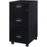 3 Drawers 29.52" Vertical Black Metal Filing Cabinet Lockable Pre-Assembled Movable Letter Size for Home
