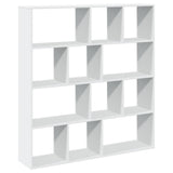 Stylish White Bookshelf Storage Rack - 132x29x141.5 cm Wooden Sideboard for Living Room, Office, or Basement - Modern Bookcase Organizer for Home Decor