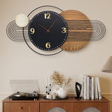 39X20 inch Extra Large Wall Clock - Modern Wood and Metal Decorative Clocks for Living Room, Battery Operated Big Clocks,Silent Non Ticking Hanging Clock for Home Office Wall Art