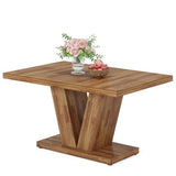 Tribesigns 47-Inch Dining Table for 4, Walnut Brown Kitchen Dinner Table with Heavy Duty Pedestal