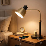 Desk Lamp with Dual USB Charging Port, Heavy Duty Metal Table Lamp, 340 Degree Swivel Arms