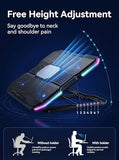 8-Fan Laptop Cooling Pad with Thermoelectric Cooler, 5-Speed Independent Control, 10 RGB Lights, 7-Height Adjustable Metal Panel Laptop Cooler
